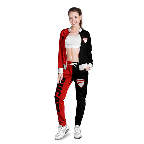 Женская олимпийка DUCATI BLACK RED BACKGROUND / 3D-Белый – фото 3