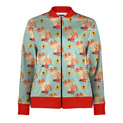 Олимпийка женская Лисички паттерн, цвет: 3D-красный