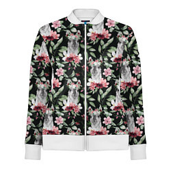 Олимпийка женская Ламы и цветы паттерн, цвет: 3D-белый