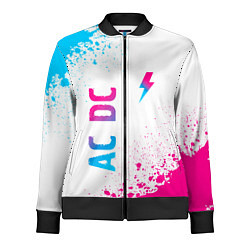 Женская олимпийка AC DC neon gradient style: символ и надпись вертик