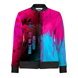 Олимпийка женская Bring Me the Horizon - neon gradient: по-вертикали, цвет: 3D-черный