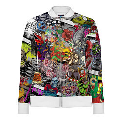 Олимпийка женская Цветное граффити и татуировки, цвет: 3D-белый