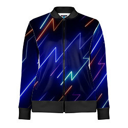 Олимпийка женская Неоновые изогнутые линии, цвет: 3D-черный