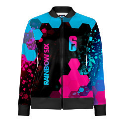 Олимпийка женская Rainbow Six - neon gradient: надпись, символ, цвет: 3D-черный