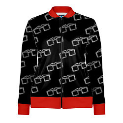 Олимпийка женская Модные очки черно-белый узор, цвет: 3D-красный