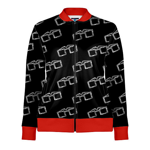 Женская олимпийка Модные очки черно-белый узор / 3D-Красный – фото 1
