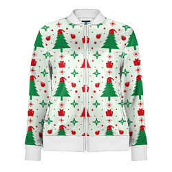 Олимпийка женская Праздничные ёлочки, цвет: 3D-белый