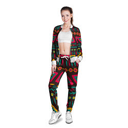 Олимпийка женская Разнообразный узор - треугольники, линии и круги, цвет: 3D-белый — фото 2