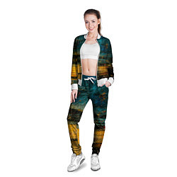 Олимпийка женская Синие и жёлтые огни и царапины, цвет: 3D-белый — фото 2