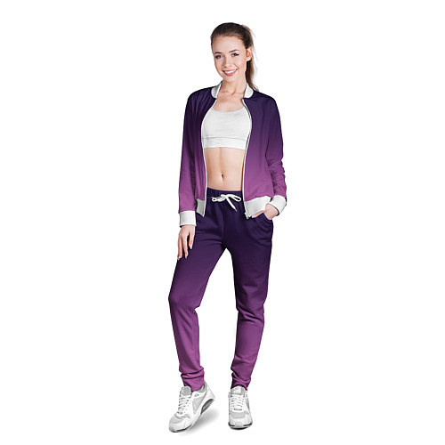 Женская олимпийка Пурпурный-лиловый градиент / 3D-Белый – фото 3