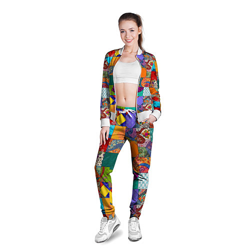 Женская олимпийка Разноцветные лоскуты / 3D-Белый – фото 3