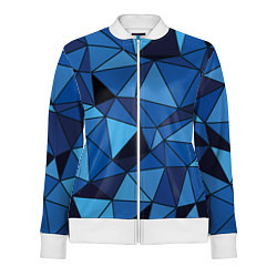 Олимпийка женская Синие треугольники, абстракт, цвет: 3D-белый