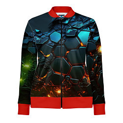 Олимпийка женская Объемные разломленные плитки, цвет: 3D-красный