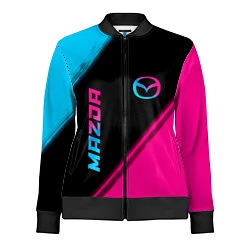 Олимпийка женская Mazda - neon gradient: надпись, символ, цвет: 3D-черный
