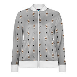 Олимпийка женская Зайка и луна - паттерн серый, цвет: 3D-белый