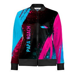 Олимпийка женская Papa Roach - neon gradient: надпись, символ, цвет: 3D-черный