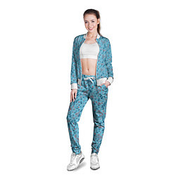 Олимпийка женская Листья и ягоды на голубом, паттерн, цвет: 3D-белый — фото 2