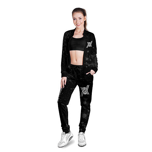 Женская олимпийка Darling in the FranXX glitch на темном фоне: надпи / 3D-Черный – фото 3