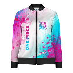 Олимпийка женская One Piece neon gradient style: надпись, символ, цвет: 3D-черный