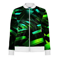 Олимпийка женская Dark green abstract, цвет: 3D-белый