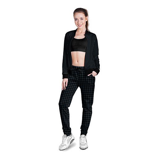 Женская олимпийка Шахматная мелкая клетка чёрно-серый / 3D-Черный – фото 3