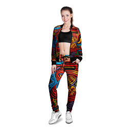 Олимпийка женская Разноцветный узор в стиле абстракционизм, цвет: 3D-черный — фото 2