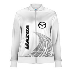 Олимпийка женская Mazda speed на светлом фоне со следами шин вертика, цвет: 3D-белый