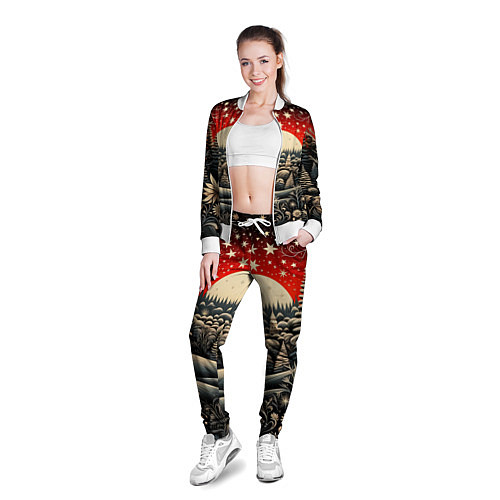 Женская олимпийка Новогодняя сказка зимний рисунок / 3D-Белый – фото 3