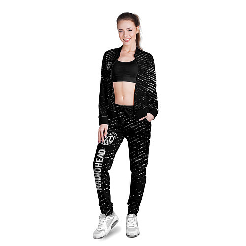 Женская олимпийка Radiohead glitch на темном фоне по-вертикали / 3D-Черный – фото 3