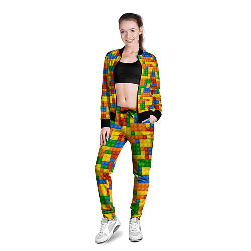 Женская олимпийка Лего - разноцветная стена / 3D-Черный – фото 3