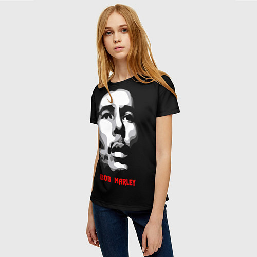 Женская футболка Bob Marley Face / 3D-принт – фото 3