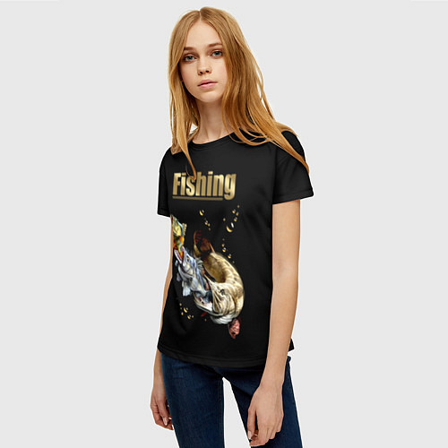 Женская футболка Gold Fishing / 3D-принт – фото 3