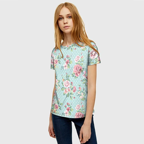 Женская футболка Цветы ретро 1 / 3D-принт – фото 3