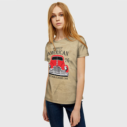 Женская футболка American retro auto / 3D-принт – фото 3