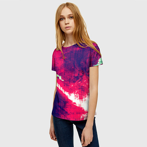 Женская футболка Брызги красок / 3D-принт – фото 3
