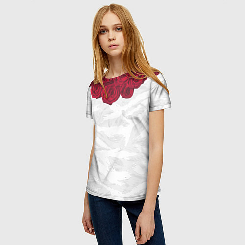 Женская футболка Roses White / 3D-принт – фото 3