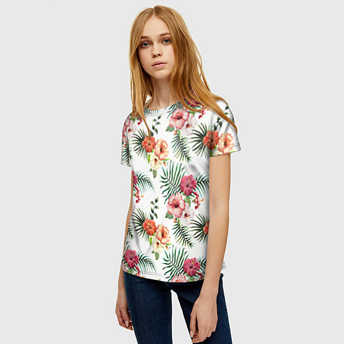Женская футболка Цветы и бабочки 1 / 3D-принт – фото 3