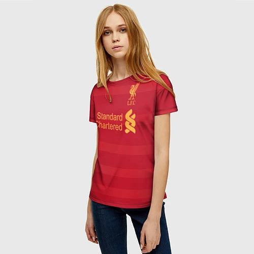Женская футболка Liverpool FC: Standart Chartered / 3D-принт – фото 3