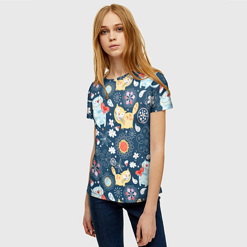 Женская футболка Котята / 3D-принт – фото 3