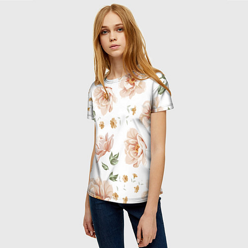 Женская футболка Красивые цветы / 3D-принт – фото 3