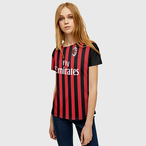 Женская футболка Milan FC: Fly Emirates / 3D-принт – фото 3