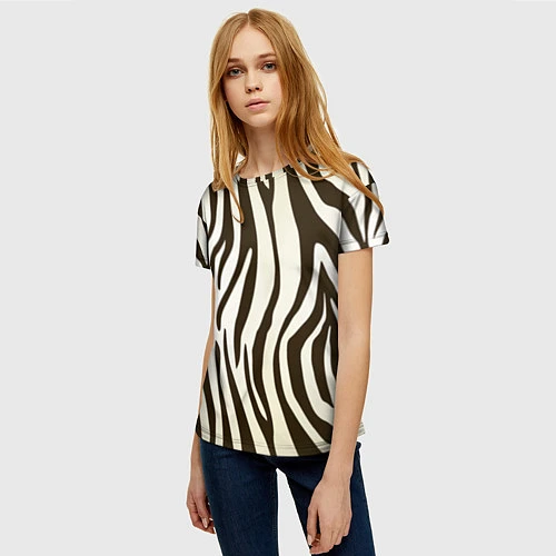 Женская футболка Шкура зебры / 3D-принт – фото 3