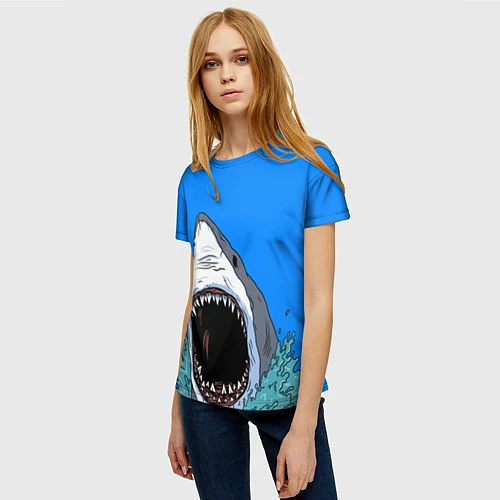 Женская футболка Акулий рык / 3D-принт – фото 3