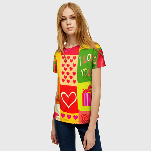 Женская футболка Осенний паттерн / 3D-принт – фото 3