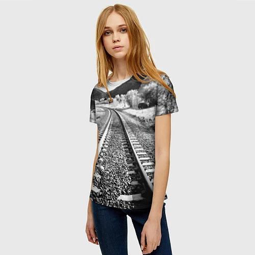 Женская футболка Железная дорога / 3D-принт – фото 3