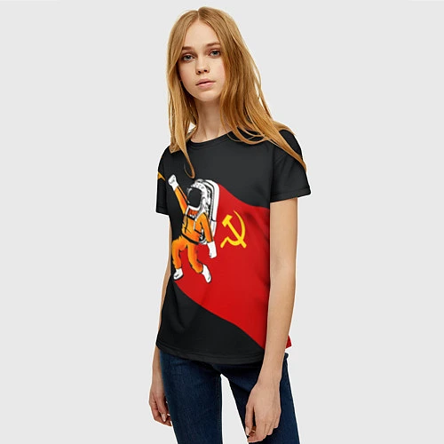 Женская футболка Советский Гагарин / 3D-принт – фото 3