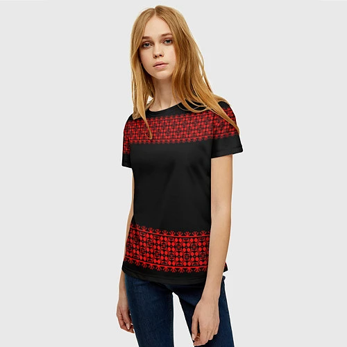 Женская футболка Славянский орнамент (на чёрном) / 3D-принт – фото 3