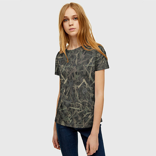 Женская футболка Камуфляж с холодным оружием / 3D-принт – фото 3
