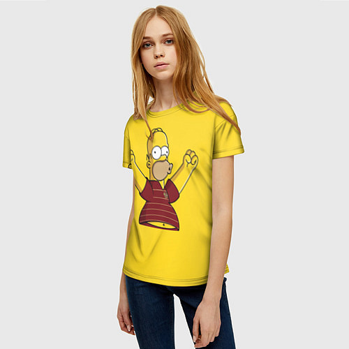 Женская футболка Гомер-болельщик / 3D-принт – фото 3