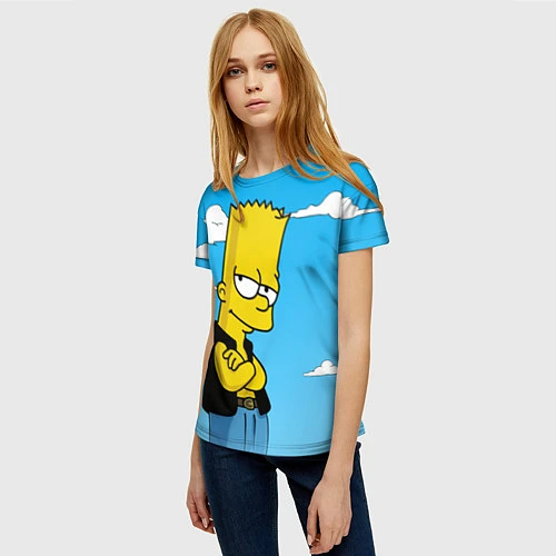 Женская футболка Задумчивый Барт / 3D-принт – фото 3